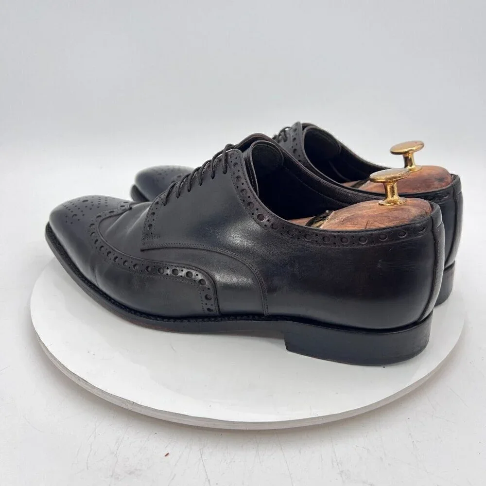 Allen Edmonds Tresana Men Size 9.5EEE Black Leather Wingtip Derby Dress Shoes